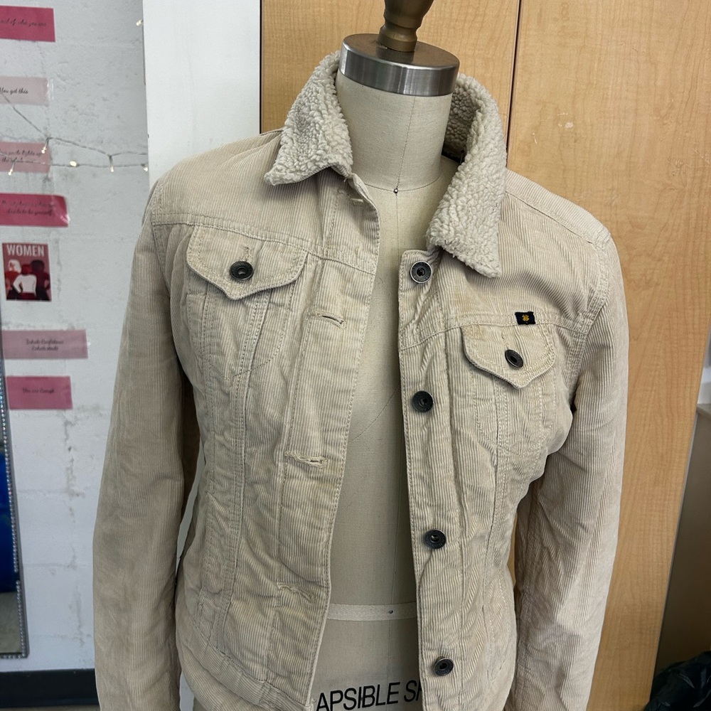 Women's Beige Sherpa-Lined Jacket
